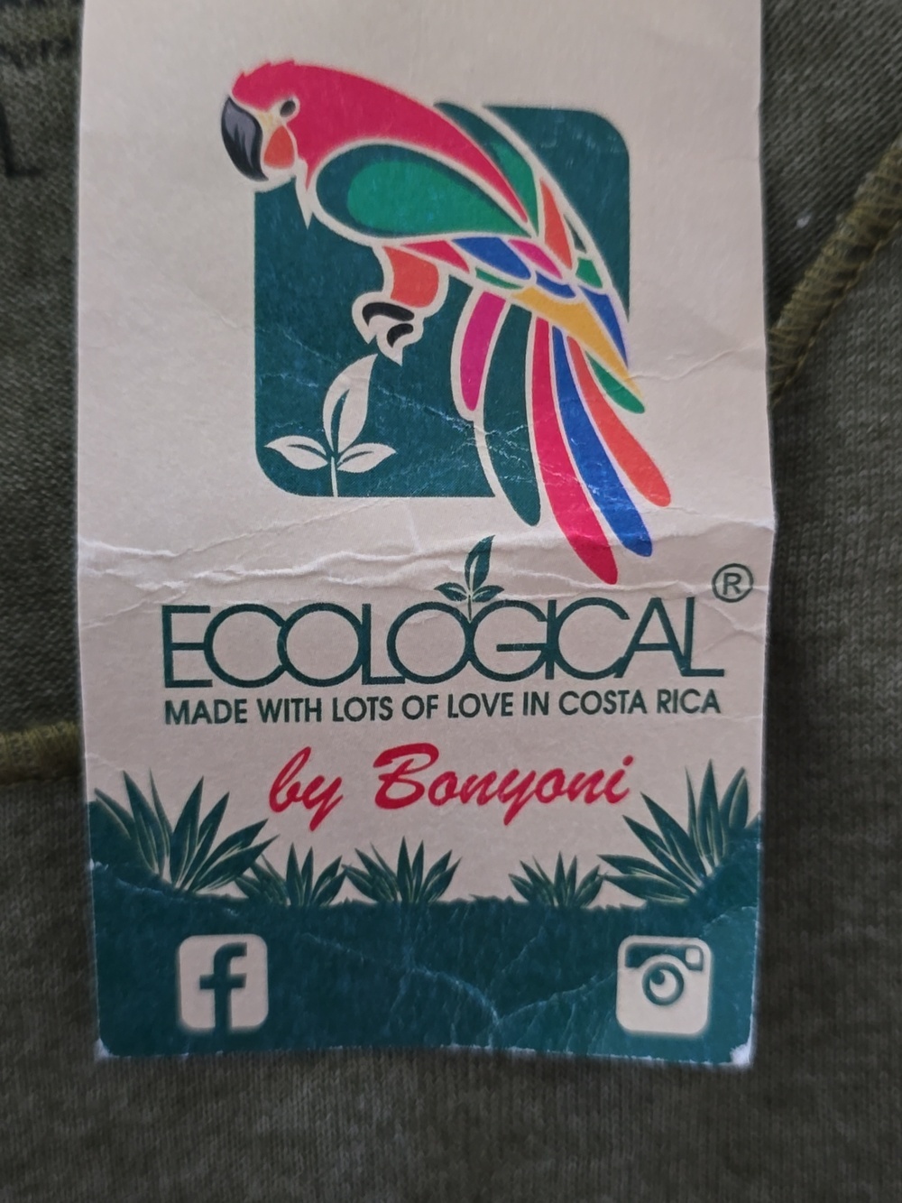 Costa Rica 'Pura Vida' Sloth Olive Green Tank Top - Picture 6 of 7
